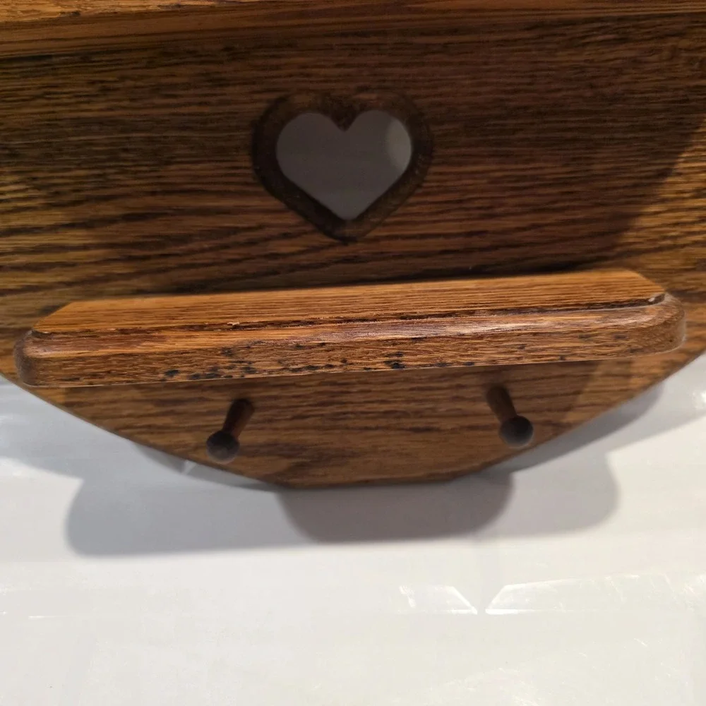 Vintage Cottage Core Style Heart Shaped Solid Wood Wall Shelf  15